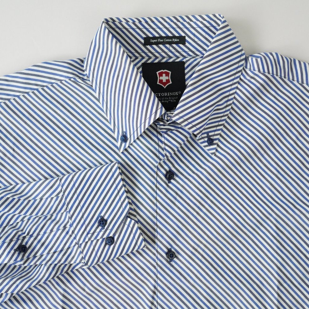 Victorinox Swiss Army Shirt Button Down Long Sleeve Multicolor Stripe Men Size L